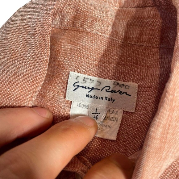 Guy Rover Italy 100% Flax Button Up Shirt‎ Light Peach Orange Women Sz 40 L US - Picture 4 of 7